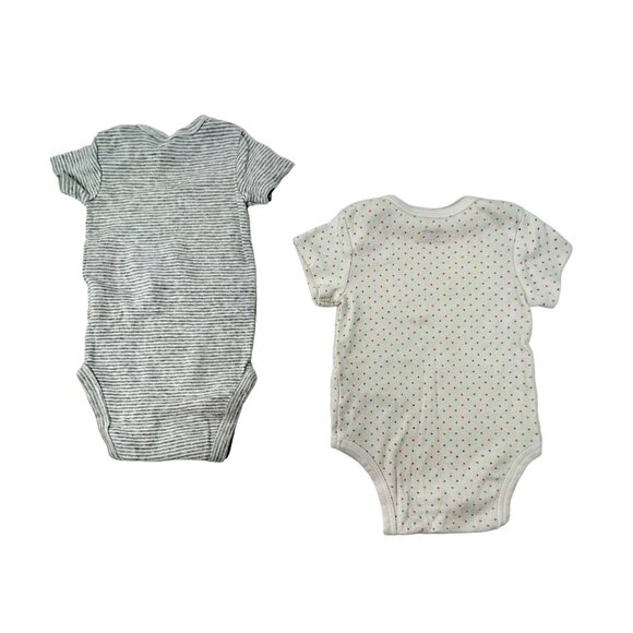 Baby Boy's - 4 Body Suits in White with Designs in Greens and Greys - Size 3 M - Picture 3 of 6